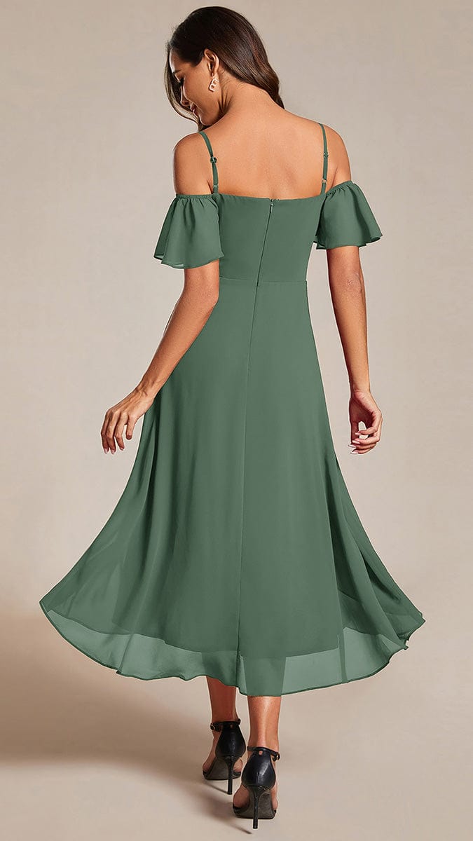 ever JORDANE|Spaghetti Strap Cold Shoulder Chiffon A-Line Midi Wedding Guest Dress