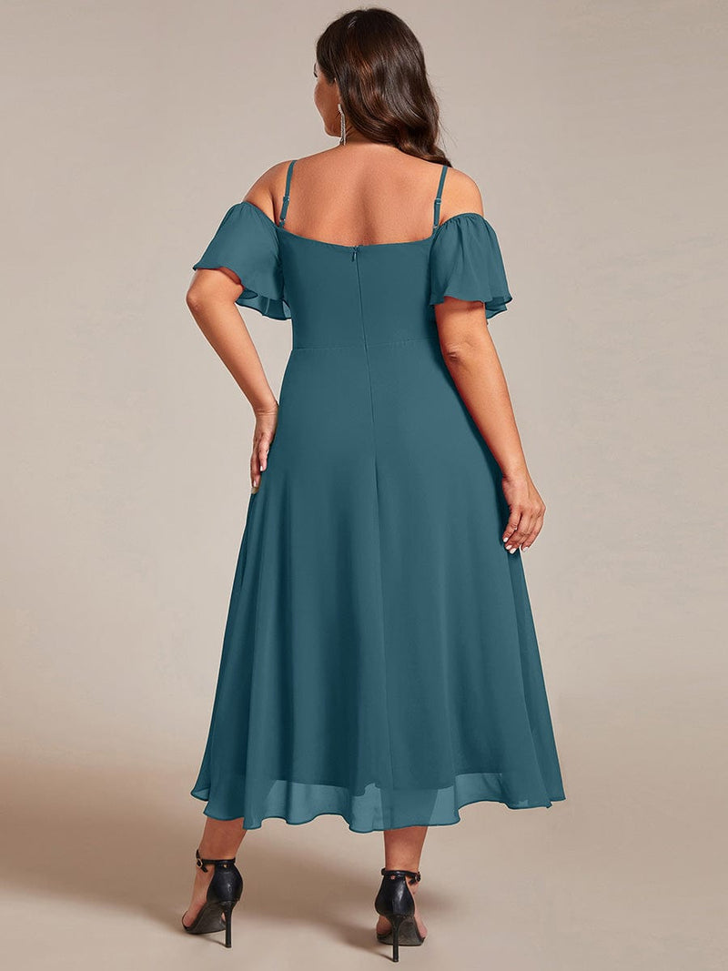 ever JORDANE|Spaghetti Strap Cold Shoulder Chiffon A-Line Midi Wedding Guest Dress