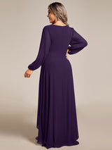 ever GRIFFIN|A-Line Pleated See-Through Long Lantern Midi Chiffon Bridesmaid Dress