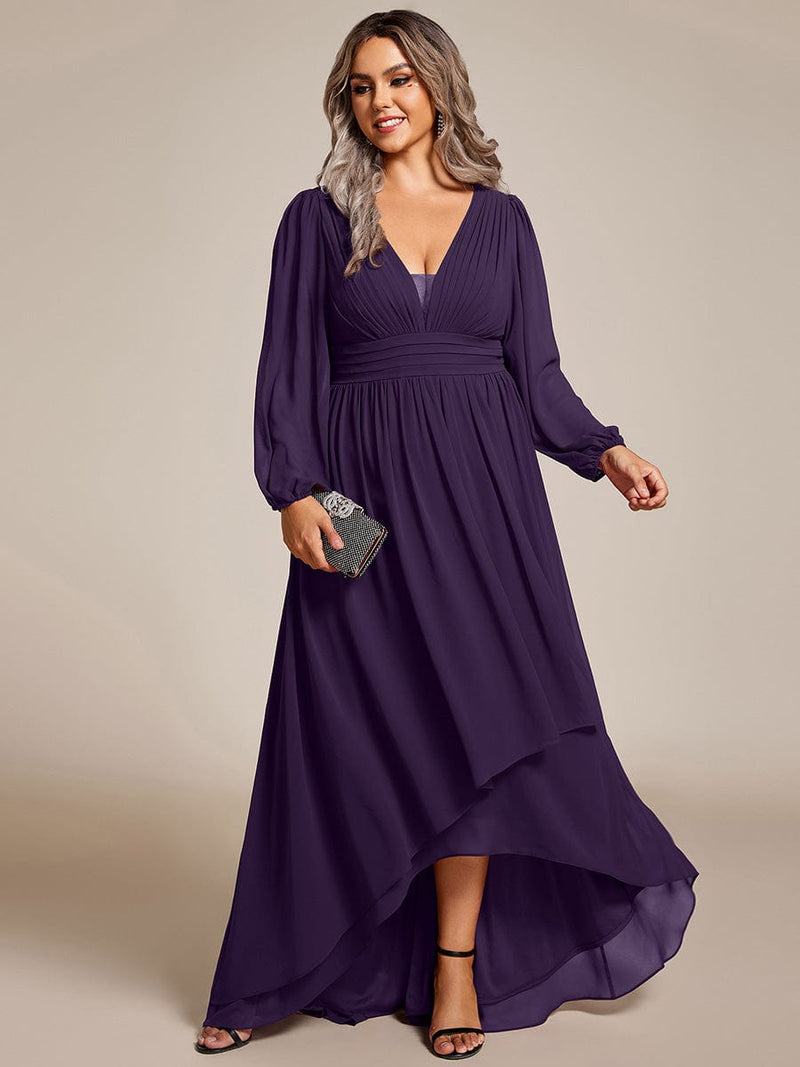 ever GRIFFIN|A-Line Pleated See-Through Long Lantern Midi Chiffon Bridesmaid Dress