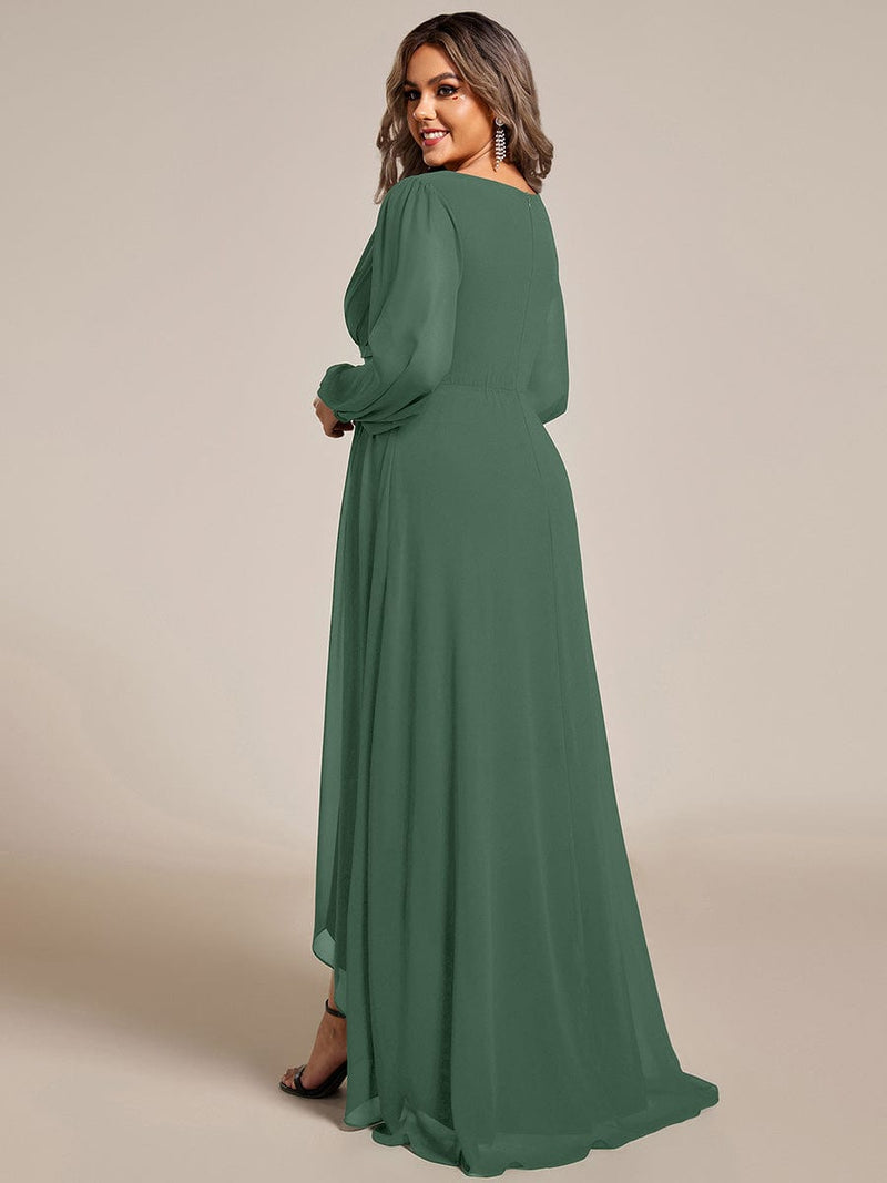 ever GRIFFIN|A-Line Pleated See-Through Long Lantern Midi Chiffon Bridesmaid Dress