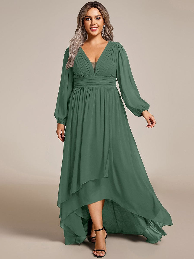 ever GRIFFIN|A-Line Pleated See-Through Long Lantern Midi Chiffon Bridesmaid Dress