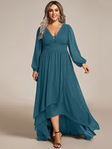 ever GRIFFIN|A-Line Pleated See-Through Long Lantern Midi Chiffon Bridesmaid Dress