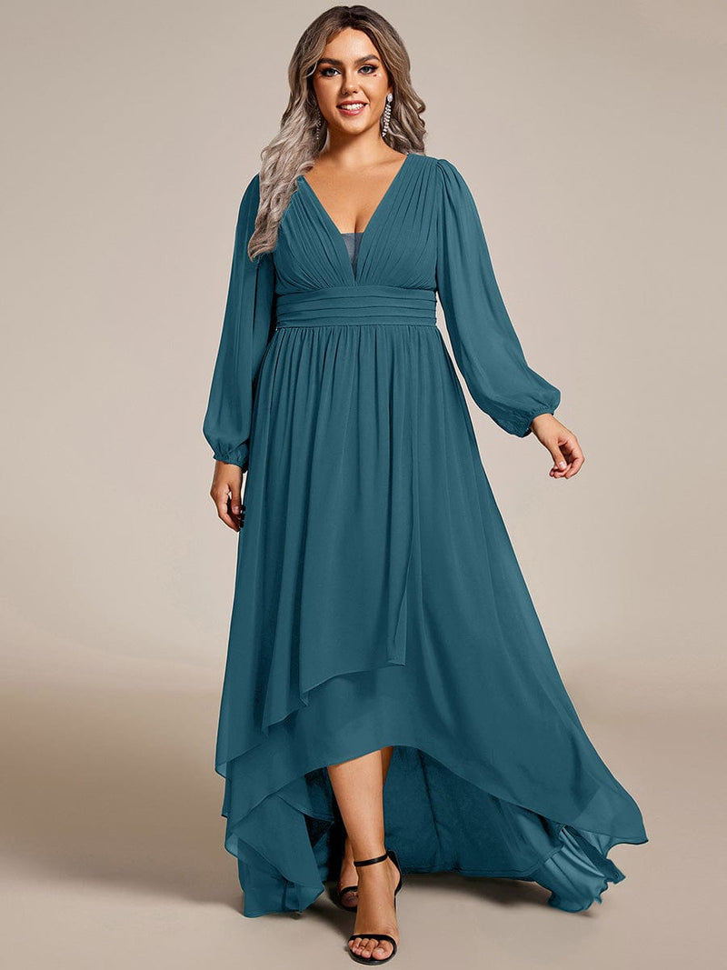 ever GRIFFIN|A-Line Pleated See-Through Long Lantern Midi Chiffon Bridesmaid Dress