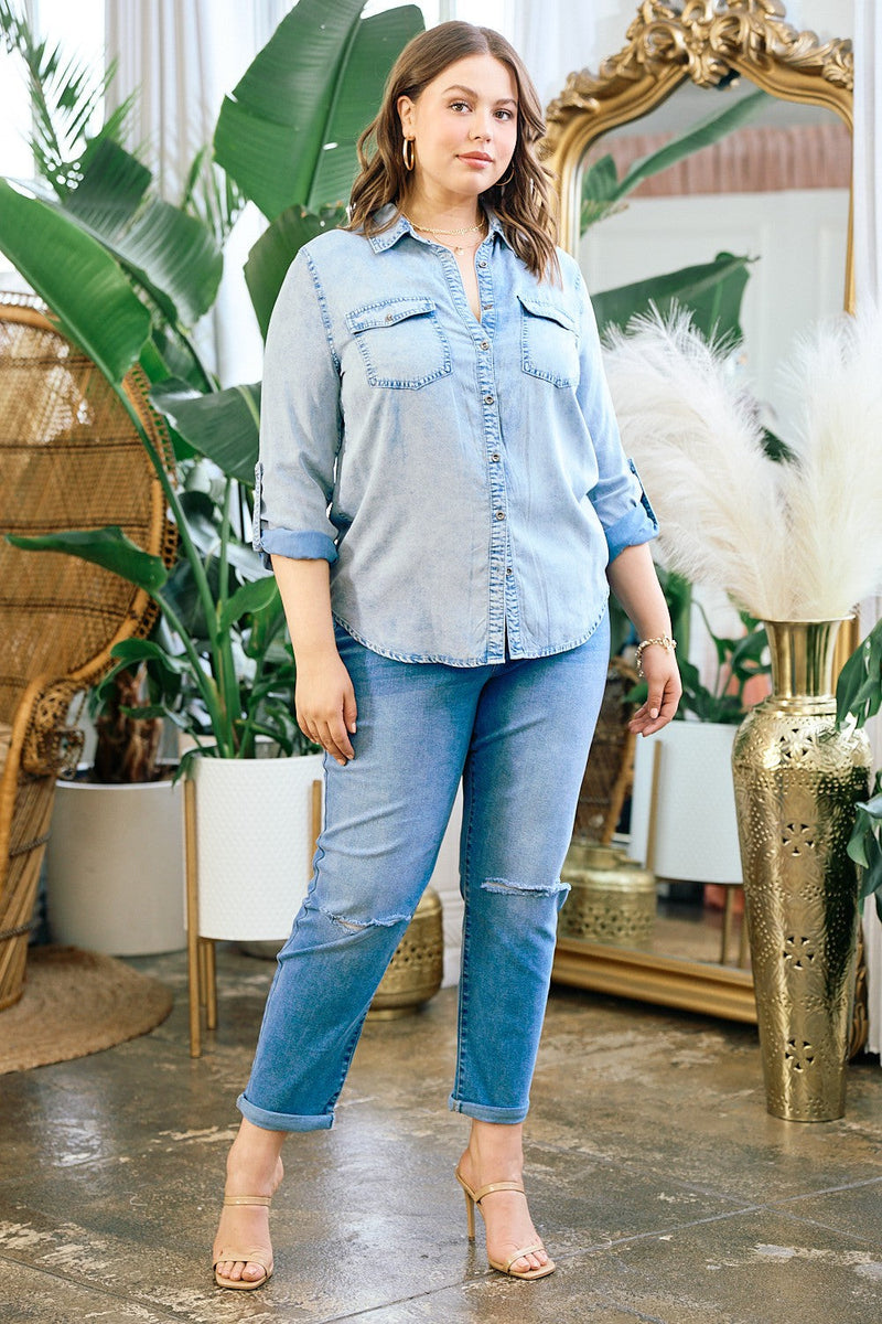 Shirt chambray button