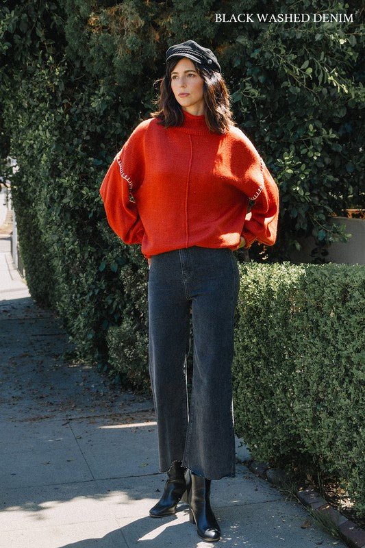 Stretch cropped denim