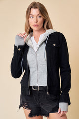 Jacket denim hooded