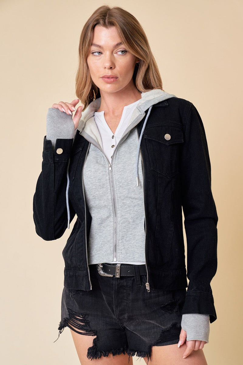 Jacket denim hooded