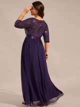 ever FLORENCE|Elegant Round Neckline Long Sleeves Sequin Evening Dress