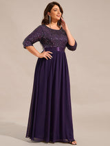ever FLORENCE|Elegant Round Neckline Long Sleeves Sequin Evening Dress