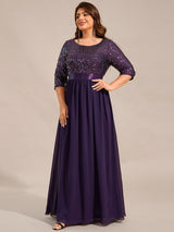 ever FLORENCE|Elegant Round Neckline Long Sleeves Sequin Evening Dress