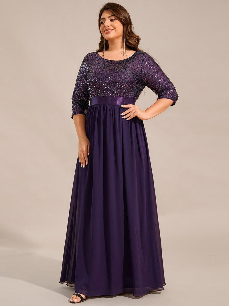 ever FLORENCE|Elegant Round Neckline Long Sleeves Sequin Evening Dress