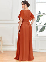 ever LEORA|A-Line Pleated Tie-Waist Evening Dress