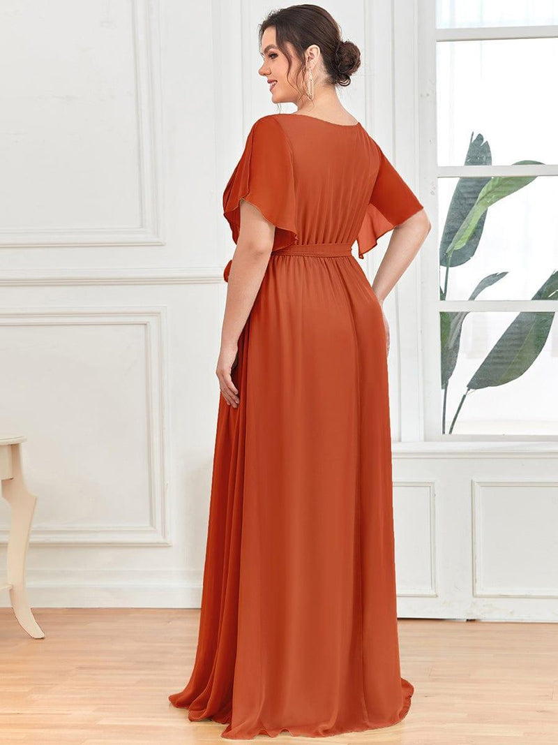 ever LEORA|A-Line Pleated Tie-Waist Evening Dress