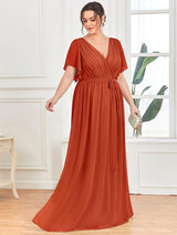 ever LEORA|A-Line Pleated Tie-Waist Evening Dress