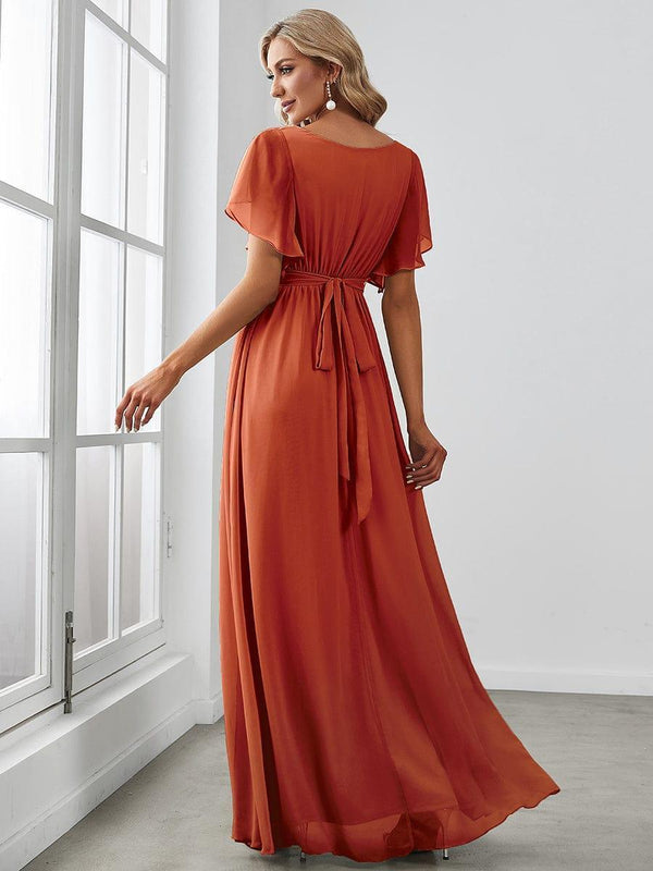 ever LEORA|Flowy Pleated A-Line Chiffon Tie-Waist Bridesmaid Dress