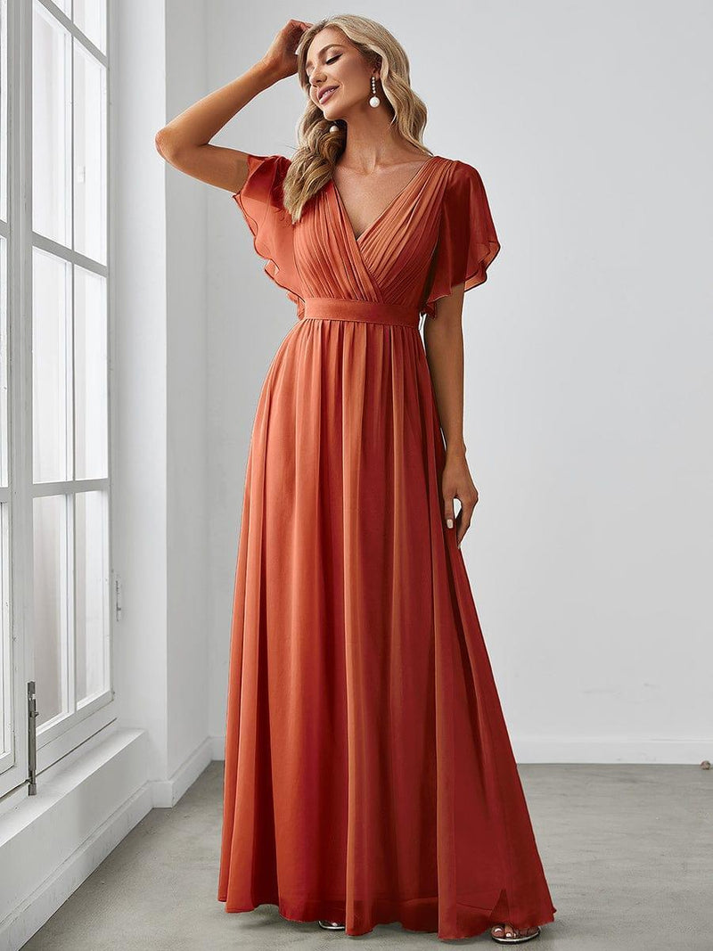 ever LEORA|Flowy Pleated A-Line Chiffon Tie-Waist Bridesmaid Dress