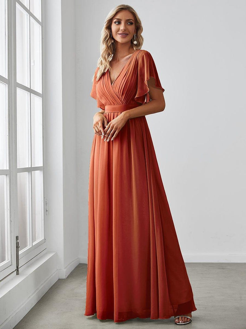 ever LEORA|A-Line Pleated Tie-Waist Evening Dress