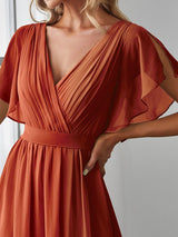 ever LEORA|Flowy Pleated A-Line Chiffon Tie-Waist Bridesmaid Dress