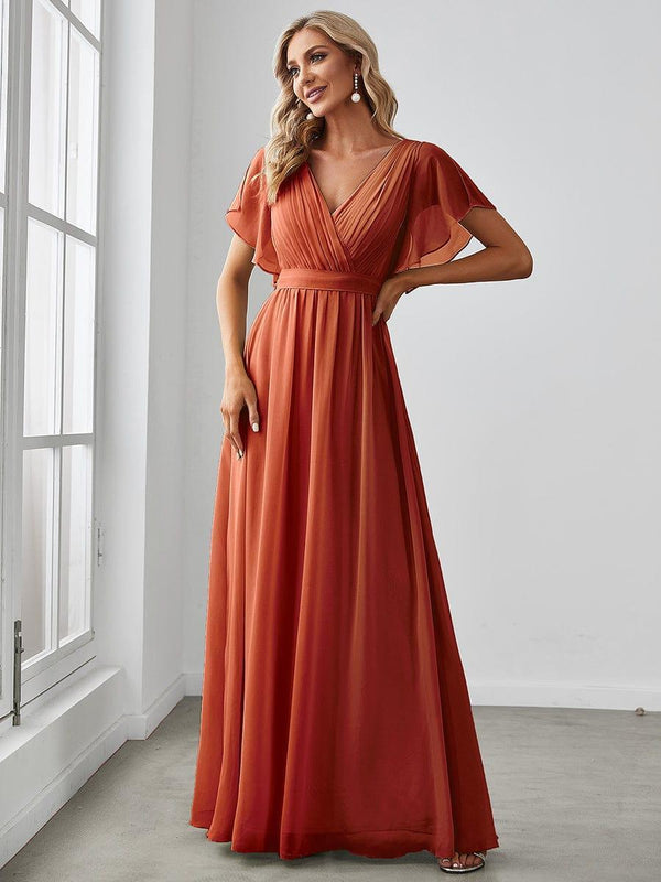 ever LEORA|Flowy Pleated A-Line Chiffon Tie-Waist Bridesmaid Dress