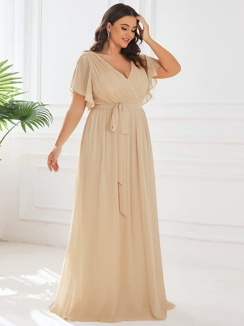 ever LEORA|Flowy Pleated A-Line Chiffon Tie-Waist Bridesmaid Dress