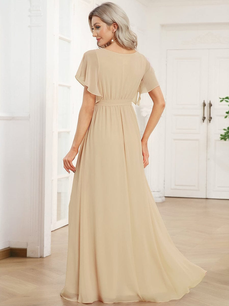 ever LEORA|Flowy Pleated A-Line Chiffon Tie-Waist Bridesmaid Dress
