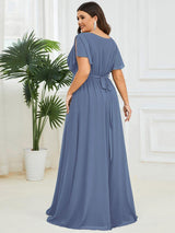 ever LEORA|Flowy Pleated A-Line Chiffon Tie-Waist Bridesmaid Dress