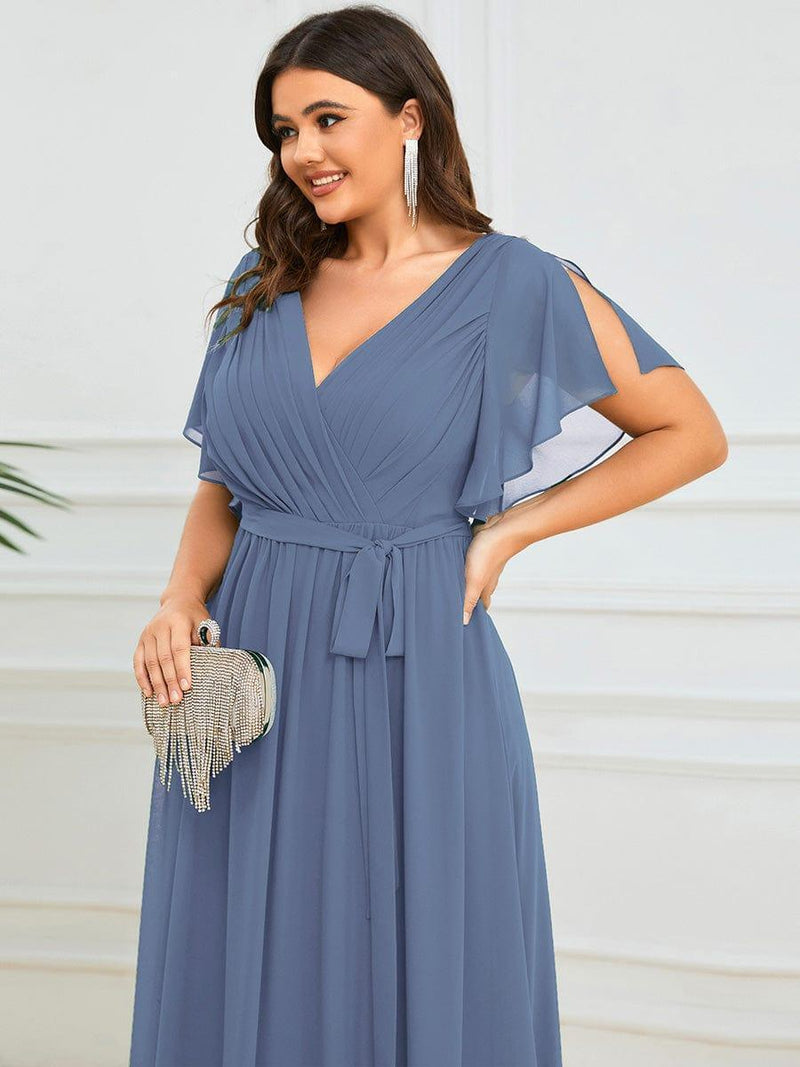 ever LEORA|Flowy Pleated A-Line Chiffon Tie-Waist Bridesmaid Dress