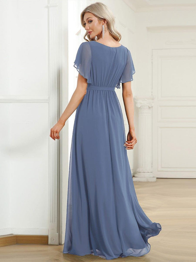ever LEORA|A-Line Pleated Tie-Waist Evening Dress