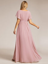 ever LEORA|Flowy Pleated A-Line Chiffon Tie-Waist Bridesmaid Dress