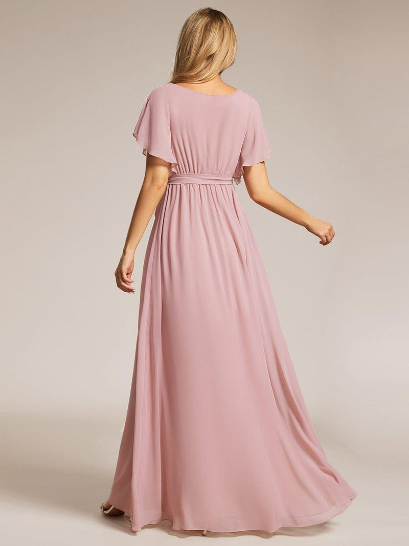ever LEORA|Flowy Pleated A-Line Chiffon Tie-Waist Bridesmaid Dress