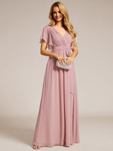 ever LEORA|Flowy Pleated A-Line Chiffon Tie-Waist Bridesmaid Dress