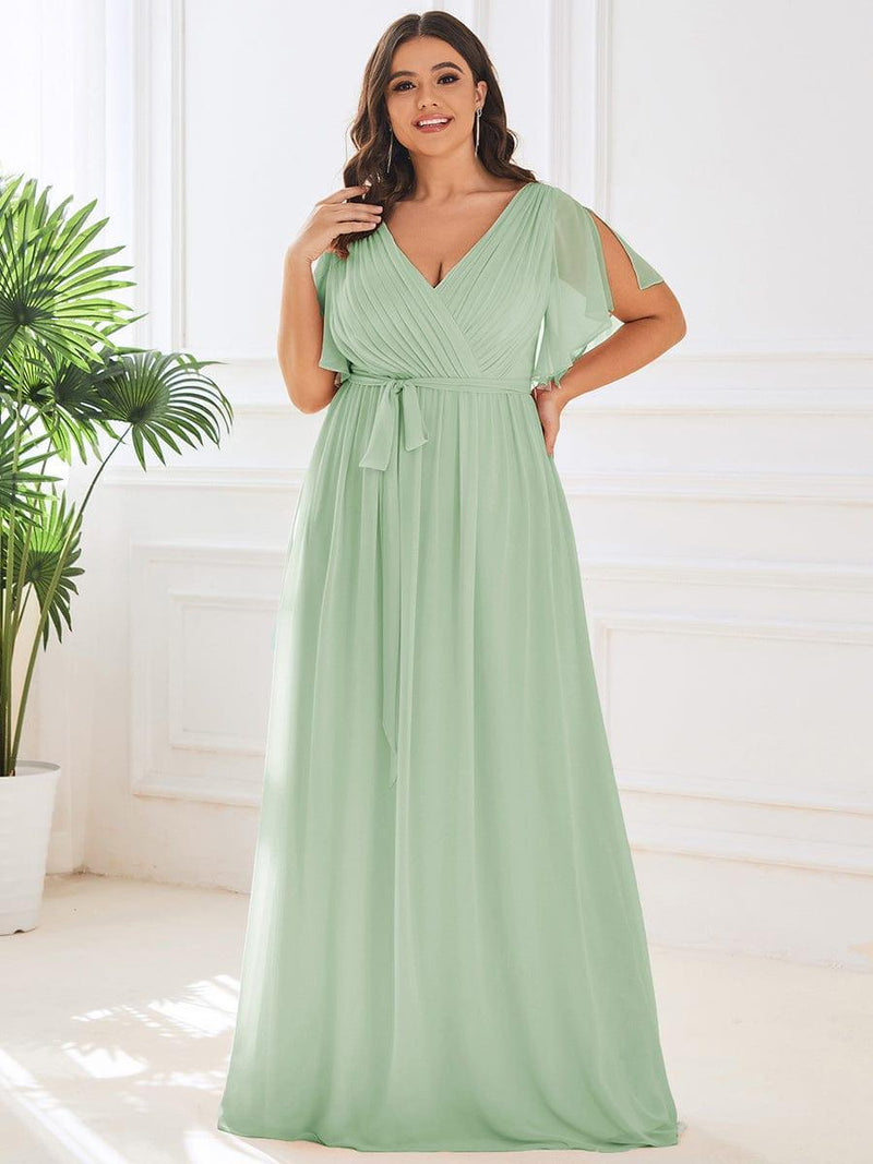 ever LEORA|Flowy Pleated A-Line Chiffon Tie-Waist Bridesmaid Dress