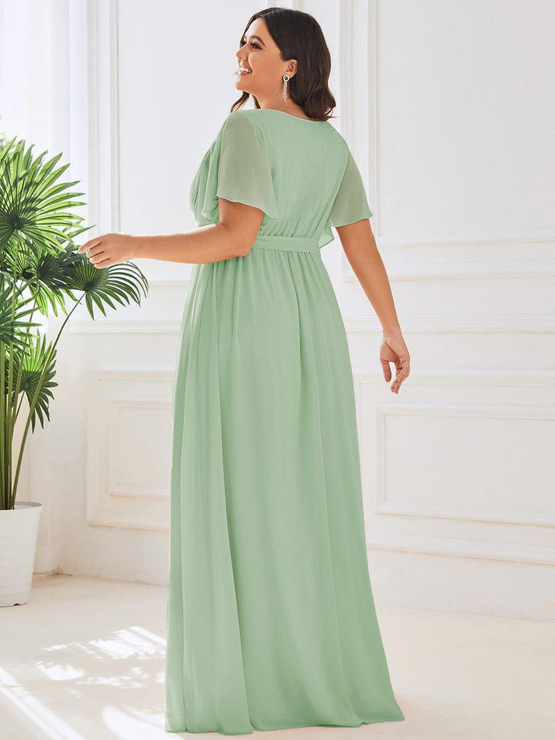 ever LEORA|A-Line Pleated Tie-Waist Evening Dress