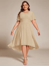 ever EDEN|Flowy Chiffon Round Neckline A-Line Knee Length Wedding Guest Dress