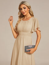 ever EDEN|Flowy Chiffon Round Neckline A-Line Knee Length Wedding Guest Dress