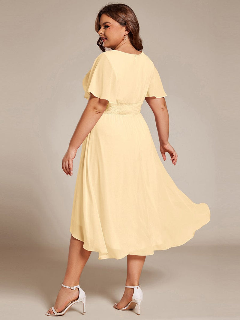 ever EDEN|Flowy Chiffon Round Neckline A-Line Knee Length Wedding Guest Dress