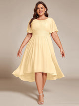 ever EDEN|Flowy Chiffon Round Neckline A-Line Knee Length Wedding Guest Dress