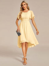 ever EDEN|Flowy Chiffon Round Neckline A-Line Knee Length Wedding Guest Dress
