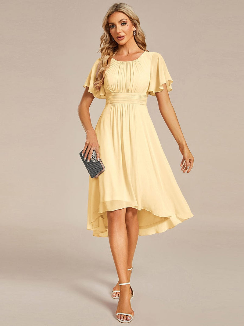 ever EDEN|Flowy Chiffon Round Neckline A-Line Knee Length Wedding Guest Dress