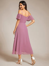 ever JORDANE|Spaghetti Strap Cold Shoulder Chiffon A-Line Midi Wedding Guest Dress