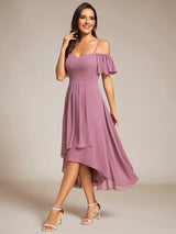 ever JORDANE|Spaghetti Strap Cold Shoulder Chiffon A-Line Midi Wedding Guest Dress