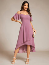 ever JORDANE|Spaghetti Strap Cold Shoulder Chiffon A-Line Midi Wedding Guest Dress