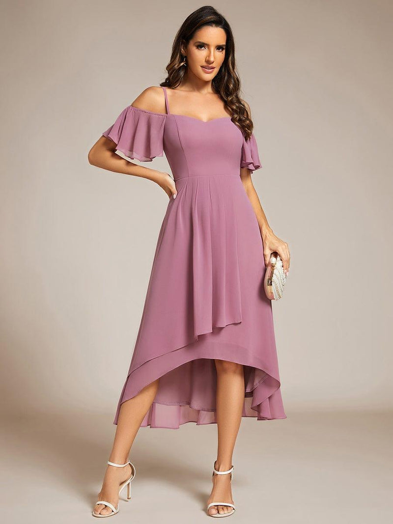 ever JORDANE|Spaghetti Strap Cold Shoulder Chiffon A-Line Midi Wedding Guest Dress