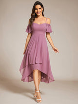 ever JORDANE|Spaghetti Strap Cold Shoulder Chiffon A-Line Midi Wedding Guest Dress