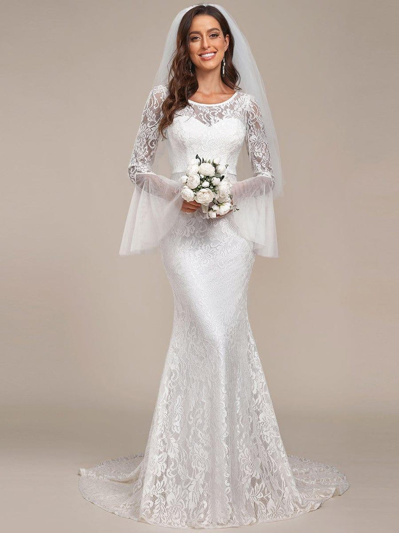 VALENZA'S BRIDE|Sweetheart Long Bell Sleeve Mermaid Wedding Dress