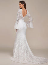 VALENZA'S BRIDE|Sweetheart Long Bell Sleeve Mermaid Wedding Dress
