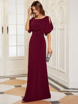 ever VICOTIRE|Trendy Round Neck Bodycon Wedding Guest Dress with Sleeves