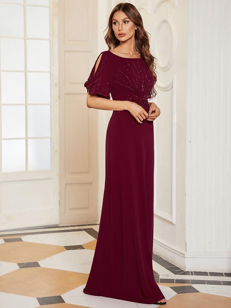 ever VICOTIRE|Trendy Round Neck Bodycon Wedding Guest Dress with Sleeves