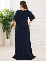 ever VICOTIRE|Trendy Round Neck Bodycon Wedding Guest Dress with Sleeves